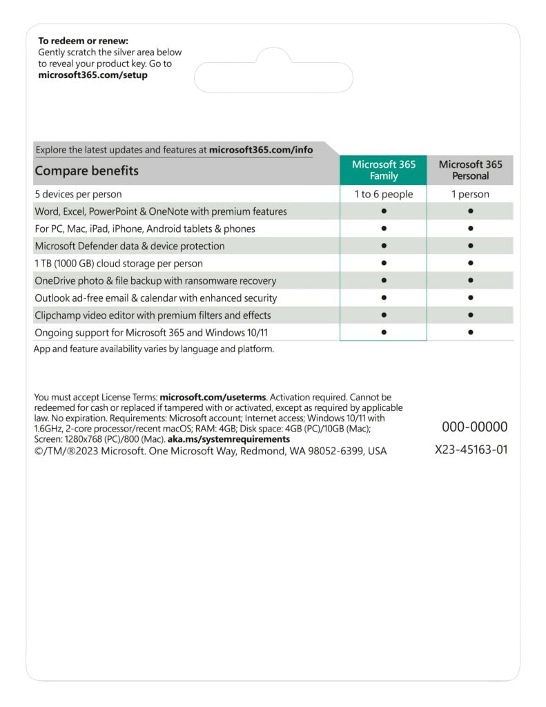 [KEY GIA HẠN hoặc MUA MỚI - Ứng dụng có AI*] Phần mềm Microsoft 365 Family (Tối đa 6 người) | 12 tháng | 1 TB OneDrive / người / 5 thiết bị (EP2-36878)