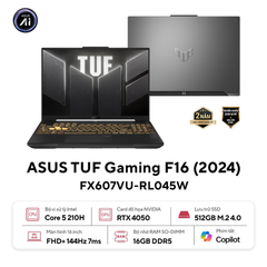 Laptop ASUS TUF Gaming F16 FX607VU-RL045W (Core 5 210H | GeForce RTX™ 4050 6GB | 16GB | 512GB | 16' WUXGA 144Hz | Win 11)