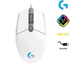 Chuột Gaming Logitech G102 LightSync Gen 2 RGB Trắng (910-005803)