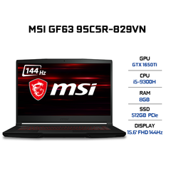Laptop MSI GF63 Thin 9SCSR-829VN (i5-9300H | 8GB | 512GB | VGA GTX 1650Ti 4GB | 15.6