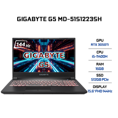 Laptop Gigabyte G5 MD-51S1223SH (i5-11400H | 16GB | 512GB | VGA RTX 3050Ti 4GB | 15.6' FHD 144Hz | Win 10)