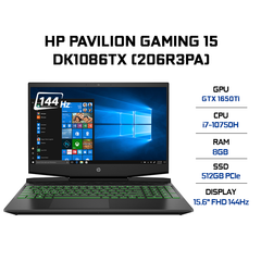 Laptop HP Pavilion Gaming 15-dk1086TX (206R3PA) (i7-10750H | 8GB | 512GB | VGA GTX 1650Ti 4GB | 15.6' FHD 144Hz | Win 10)