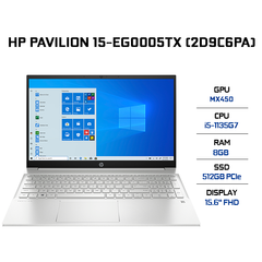 Laptop HP Pavilion 15-eg0005TX (2D9C6PA) (i5-1135G7 | 8GB | 512GB | VGA MX450 2GB | 15.6' FHD | Win 10 + Office)