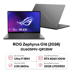 Laptop ASUS ROG Zephyrus G16 GU605MV-QR135W (Ultra 9 185H | GeForce RTX™ 4060 8GB | 32GB | 1TB |  16' WQXGA 240Hz | Win 11)