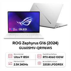 Laptop ASUS ROG Zephyrus G16 GU605MV-QR196W (Ultra 9 185H | GeForce RTX™ 4060 8GB | 32GB | 1TB |  16' WQXGA 240Hz | Win 11)