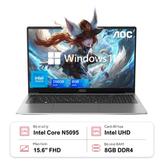 Laptop AOC N156P-P142-8GB (Celeron N5095 | 8GB | 256GB | Intel UHD Graphics | 15.6' FHD | Win 11 Pro)