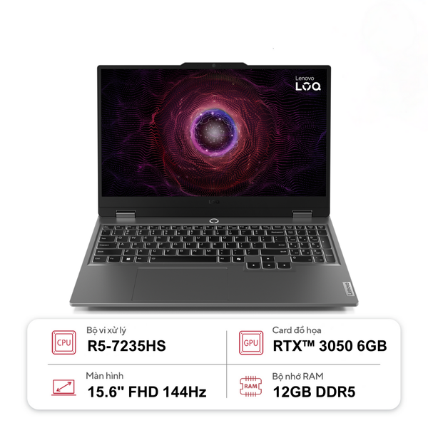 Laptop Gaming Lenovo LOQ 15ARP9 83JC007HVN (R5-7235HS | GeForce RTX™ 3050 6GB | 12GB | 512GB |  15.6' FHD 144Hz | Win 11)