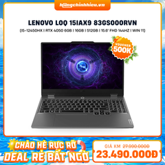 Laptop Gaming Lenovo LOQ 15IAX9 83GS000RVN (i5-12450HX | GeForce RTX™ 4050 6GB | 16GB | 512GB |  15.6' FHD 144Hz | Win 11)