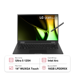 Laptop LG Gram 2024 2 in 1 14T90S-G.AH55A5 (Ultra 5 125H | 16GB | 512GB | Intel Arc Graphics | 14' WUXGA Touch 99% DCI-P3 | Win 11)