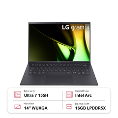 Laptop LG Gram 2024 14Z90S-G.AH75A5 (Ultra 7 155H | 16GB | 512GB | Intel Arc Graphics | 14' WUXGA 99% DCI-P3 | Win 11)
