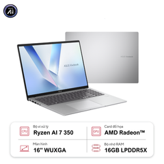Laptop ASUS VivoBook AI 16 M1607KA-MB091WS (Ryzen AI 7 350 | 16GB | 512GB | AMD Radeon Graphics | 16' WUXGA | Win 11 | Office)
