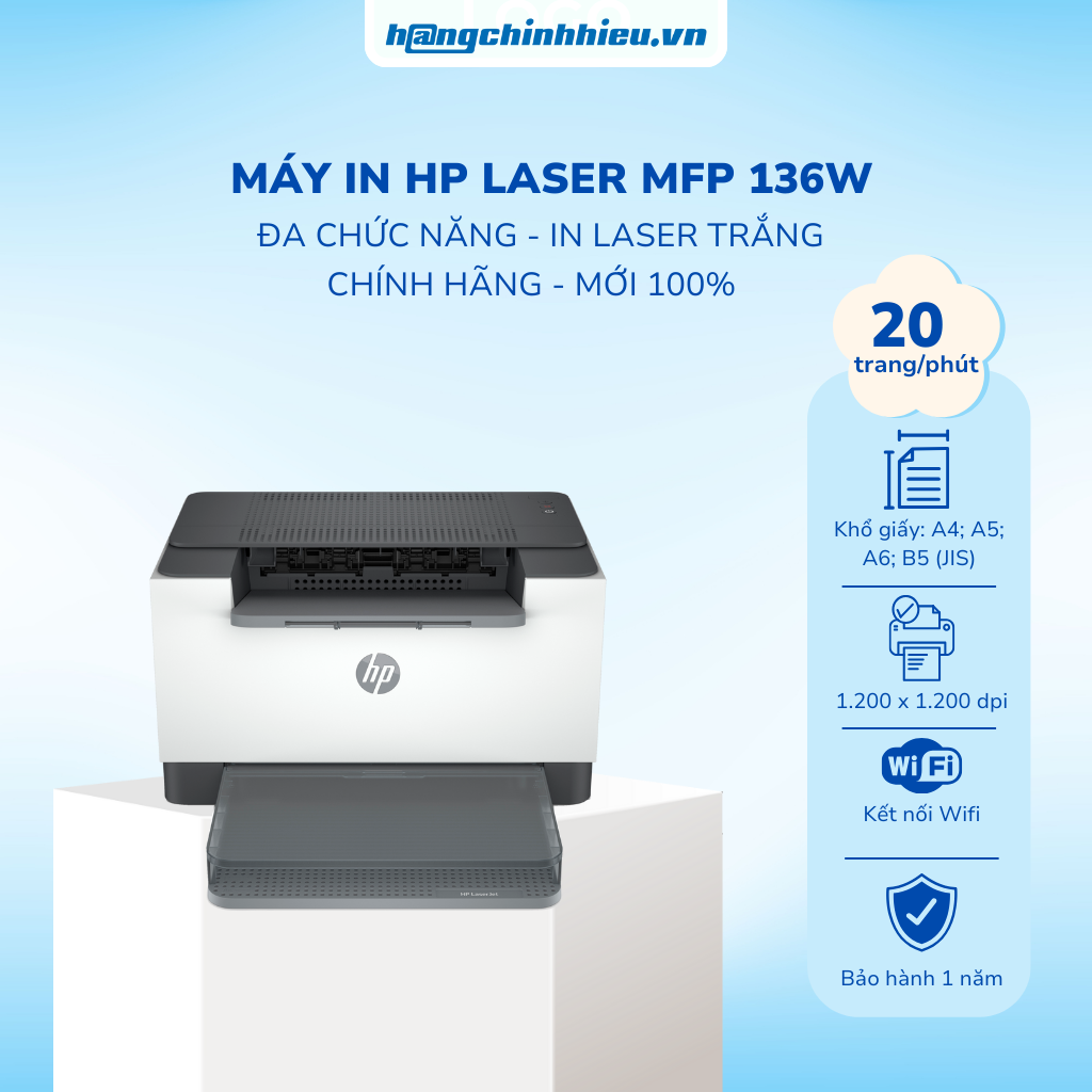 Máy in trắng đen đa chức năng HP Laser MFP 136w