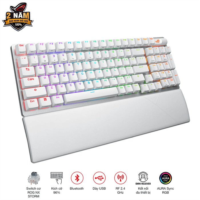 Bàn phím Gaming ASUS ROG Strix Scope II 96 Wireless White Storm 90MP037B-BKUA10