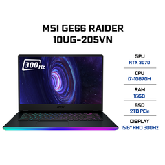 Laptop MSI GE66 Raider 10UG-205VN (i7-10870H | 16GB | 2TB | VGA RTX 3070 8GB | 15.6' FHD 300Hz | Win 10)