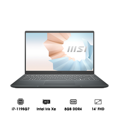 Laptop MSI Modern 14 B11MOU-1033VN (i7-1195G7 | 8GB | 512GB | Intel Iris Xe Graphics | 14' FHD | Win 11)