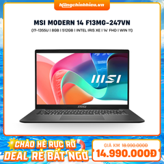 Laptop MSI Modern 14 F13MG-247VN (i7-1355U | 8GB | 512GB | Intel Iris Xe | 14' FHD | Win 11)