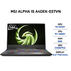 Laptop MSI Alpha 15 A4DEK-027VN (R7-4800H | 8GB | 512GB | VGA RX 5600M 6GB | 15.6' FHD 144Hz | Win 10)