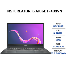 Laptop MSI Creator 15 A10SDT-483VN (i7-10750H | 16GB | 512GB | GeForce® GTX 1660Ti 6GB | 15.6' FHD Touch | Win 10)