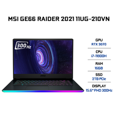 Laptop MSI GE66 Raider 11UG-210VN (i7-11800H | 16GB | 2TB | GeForce RTX™ 3070 8GB | 15.6' FHD 300Hz | Win 10)