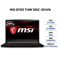 Laptop MSI GF63 Thin 10SC-014VN (i5-10200H | 8GB | 512GB | VGA GTX 1650 4GB | 15.6' FHD 144Hz | Win 10)