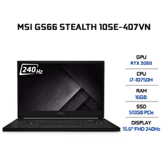Laptop MSI GS66 Stealth 10SE-407VN (i7-10750H | 16GB | 512GB | VGA RTX 2060 6GB | 15.6' FHD 240Hz | Win 10)