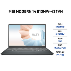 Laptop MSI Modern 14 B10MW-427VN (i3-10110U | 8GB | 256GB | Intel UHD Graphics | 14' FHD | Win 10)