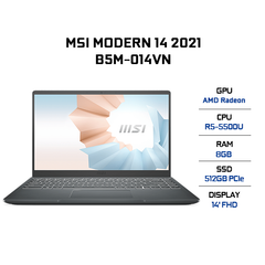 Laptop MSI Modern 14 B5M-014VN (R5-5500U | 8GB | 512GB | AMD Radeon Graphics | 14' FHD | Win 10)