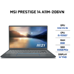 Laptop MSI Prestige 14 A11M-206VN (i5-1135G7 | 8GB | 512GB | Intel Iris Xe Graphics | 14' FHD | Win 10)