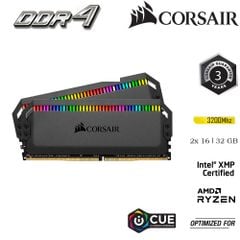 RAM PC CORSAIR DOMINATOR PLATINUM RGB 32GB DDR4 2x16GB 3200MHz CMT32GX4M2E3200C16