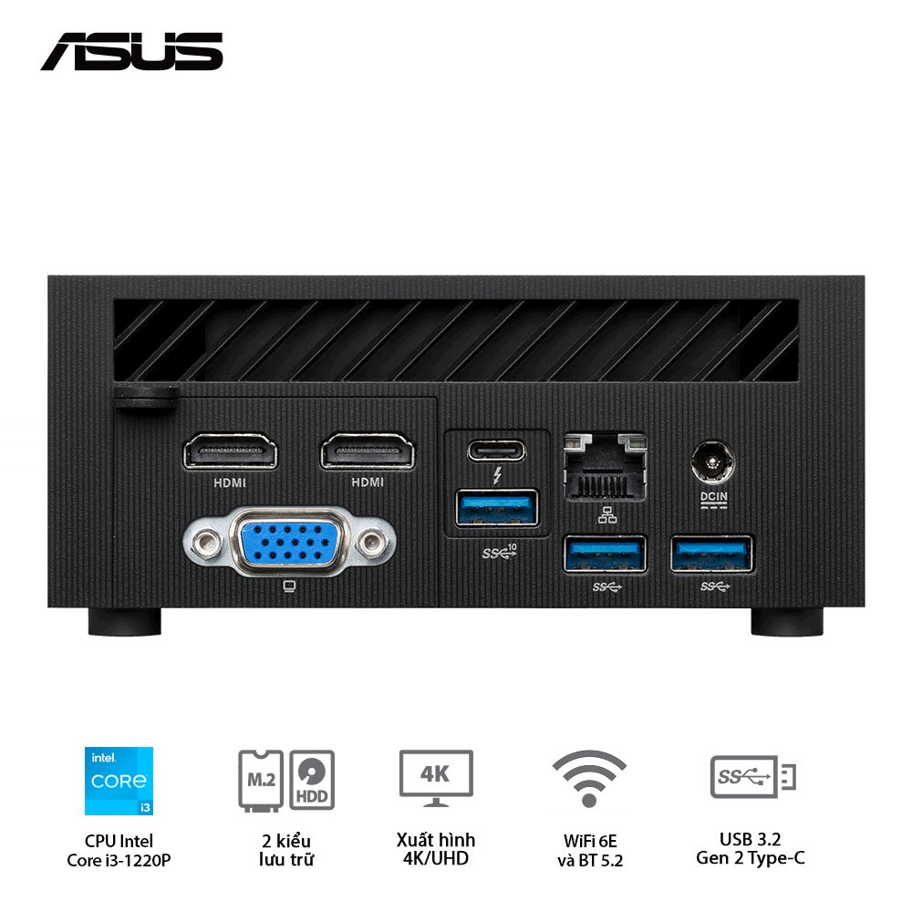Mini PC NUC Asus PN64 S3187MD (Intel Core i3-1220P | 16GB DDR5  | SSD 256GB | Intel UHD | WiFi 6E | Bluetooth 5.2)