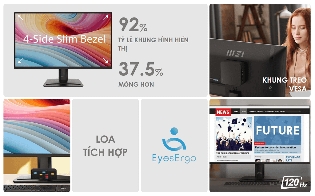 Màn hình MSI PRO MP251 E2 24.5 inch FHD IPS 120Hz 1ms (HDMI, Display Port, D-Sub)