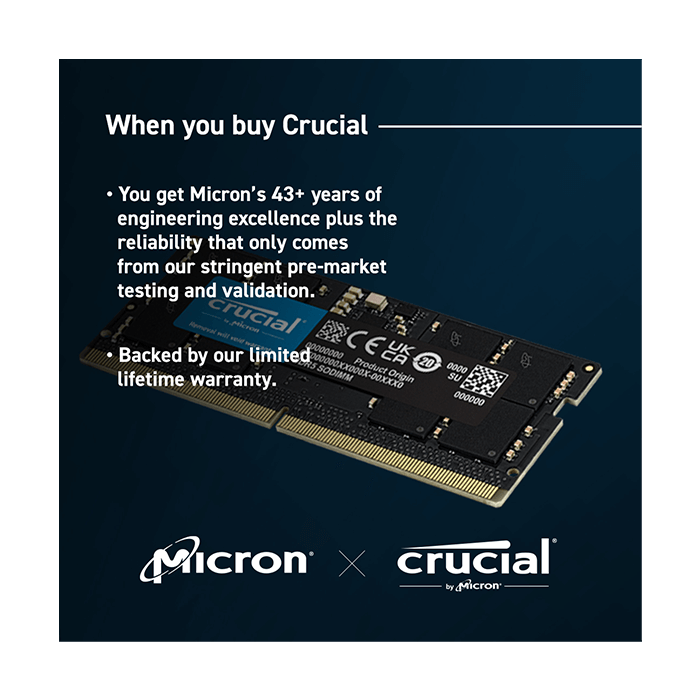Ram Laptop Crucial DDR5 32GB Bus 5200MHz CL42-42-42 1.1V CT32G52C42S5