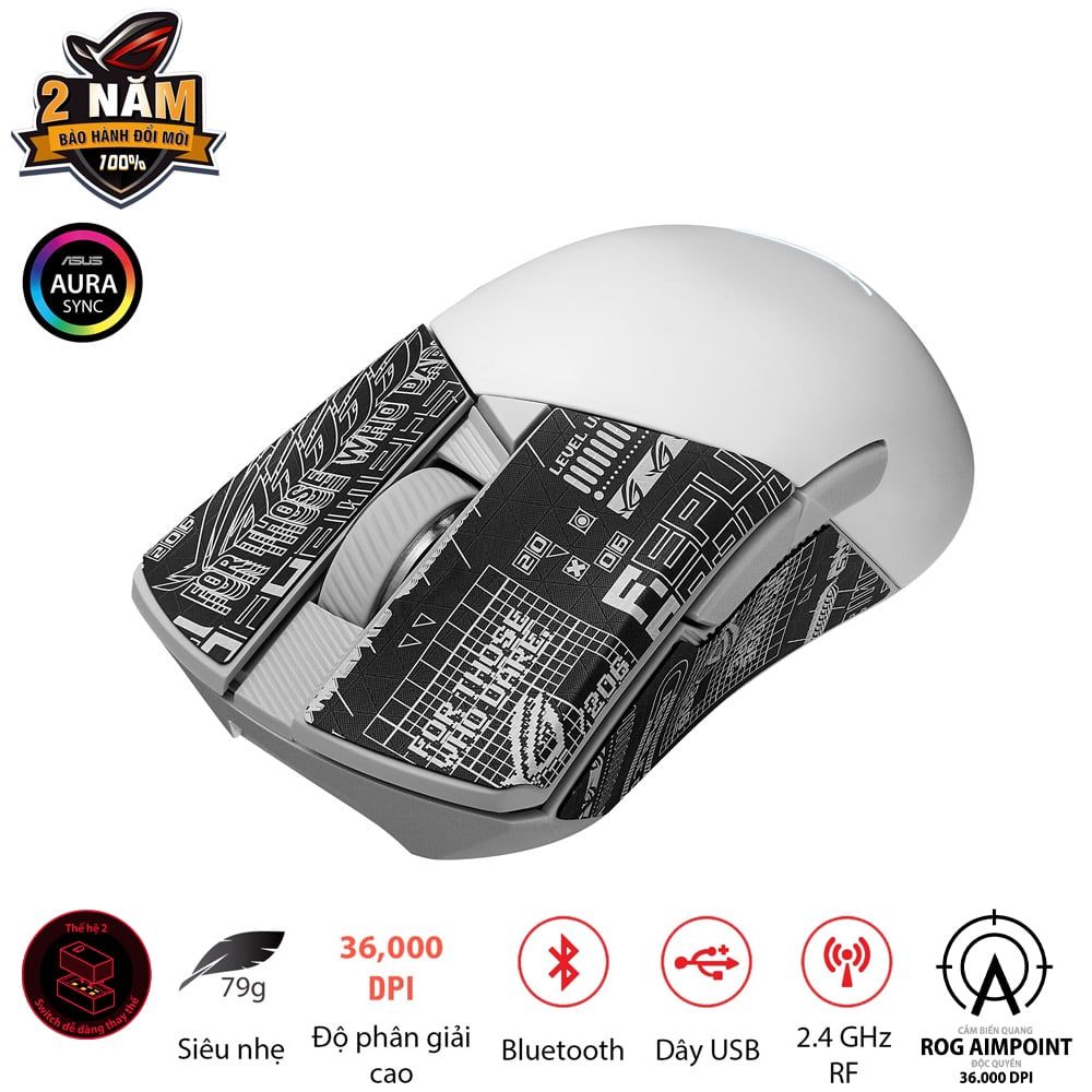 Chuột Gaming ASUS ROG Gladius III Wireless AimPoint White