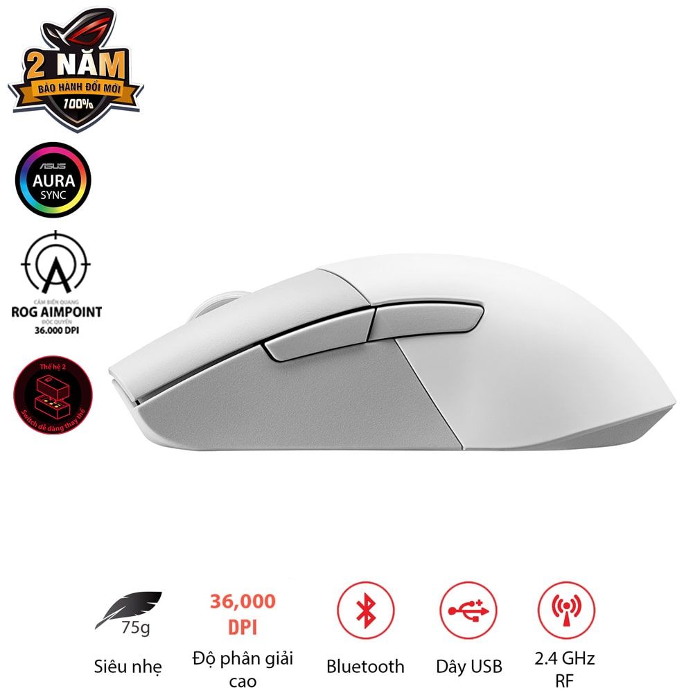 Chuột Gaming ASUS ROG Keris Wireless Aimpoint White (90MP02V0-BMUA10)