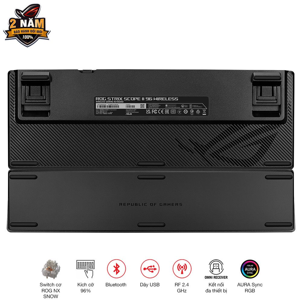Bàn phím Gaming ASUS ROG Strix Scope II 96 Wireless NX Snow switch