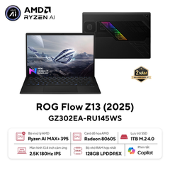 Laptop ASUS ROG Flow Z13 GZ302EA-RU145WS (Ryzen AI MAX+ 395 | 128GB | 1TB | AMD Radeon™ Graphics| 13.4' 2.5K ROG Nebula 180Hz | Win 11 + Office)