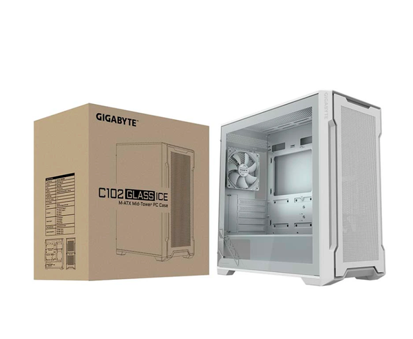 Vỏ Case máy tính Gigabyte C102G Glass ICE (GB-C102GI) - (sẵn 2Fan white)