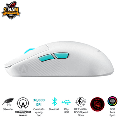 Chuột Gaming ASUS ROG Harpe Ace Aim Lab Edition Wireless - Moonlight White