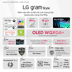 Laptop LG Gram Style 2023 14Z90RS-G.AH54A5 (i5-1340P | 16GB | 512GB | Intel Iris Xe Graphics | 14' WQXGA+ OLED 90Hz | Win 11)