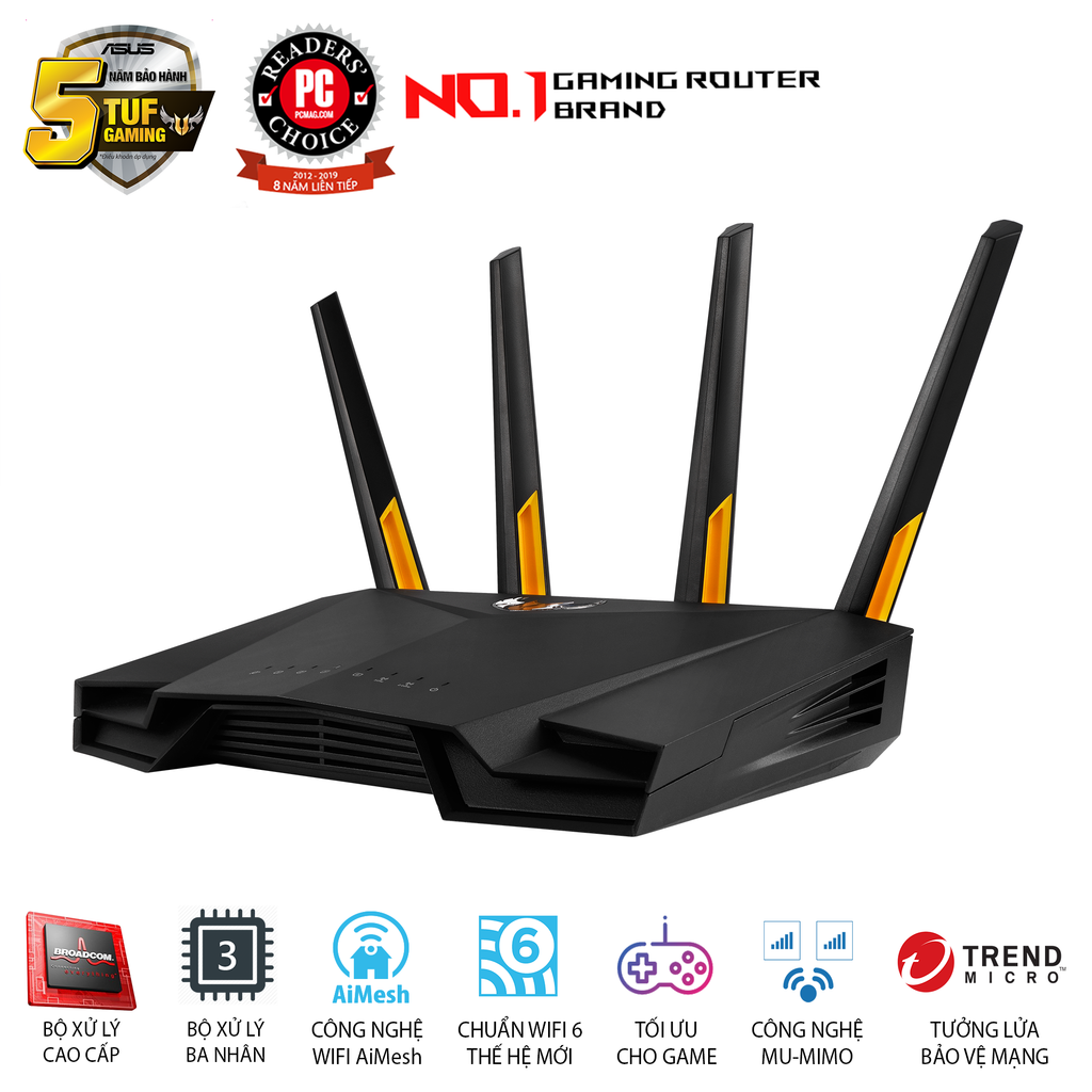Router ASUS TUF Gaming AX3000 Wi-Fi 6 Băng Tần Kép