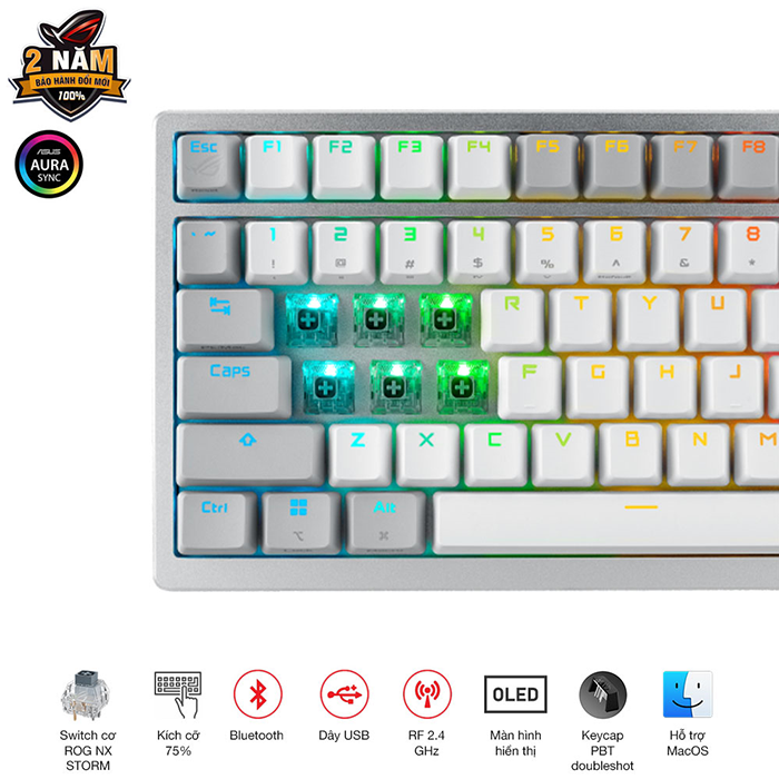 Bàn phím ASUS ROG Azoth NX Storm White