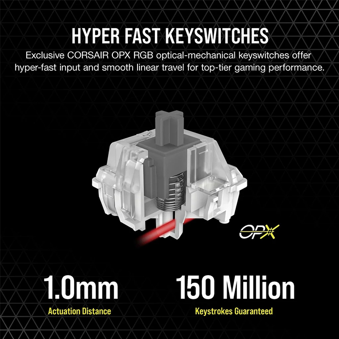 Bàn phím Corsair K70 PRO BLK RGB OPX Silver Switch (CH-910941A-NA)