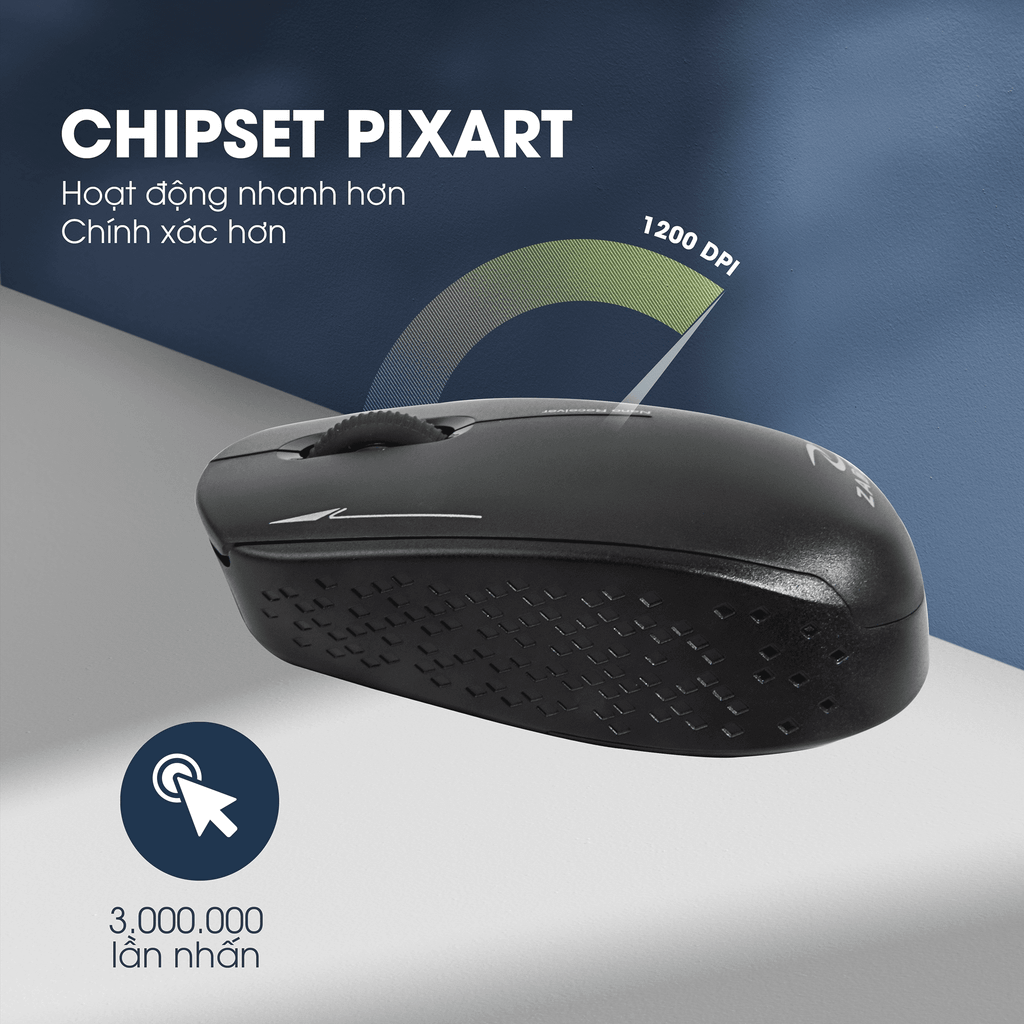 Chuột không dây Zadez M-331 (Xám / Hồng / Đỏ)