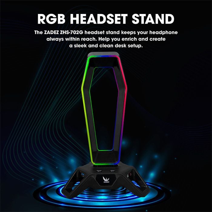 Đế treo tai nghe RGB kiêm Soundcard 7-1 Zadez ZHS-702G