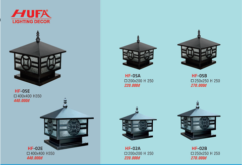  ĐÈN TRỤ CỔNG HUFA HF 05E, 02E, 05A, 02A, 05B, 02B 