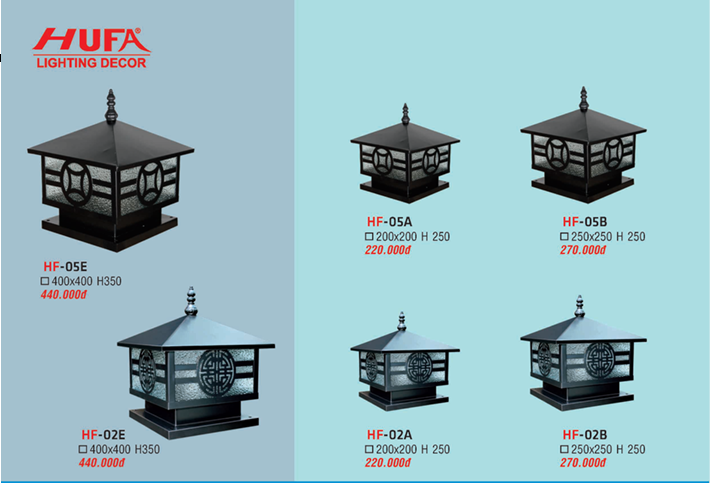 ĐÈN TRỤ CỔNG HUFA HF 05E, 02E, 05A, 02A, 05B, 02B