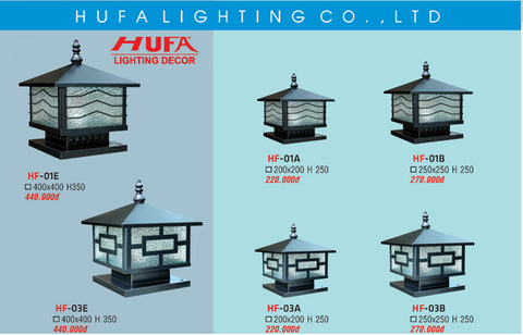  ĐÈN TRỤ CỔNG HUFA HF 01E, 03E, 01A, 03A, 01B, 03B 