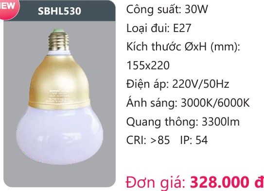 BÓNG ĐÈN LED DUHAL 30W SBHL530