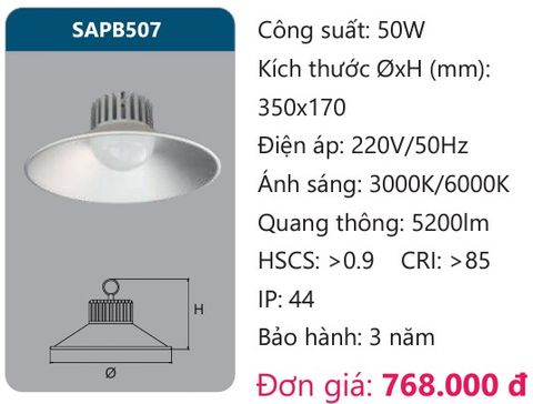  ĐÈN LED NHÀ XƯỞNG DUHAL 50W SAPB507 