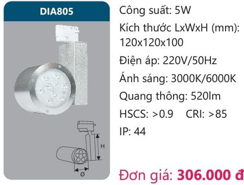  ĐÈN LED RỌI ĐIỂM GẮN THANH RAY DUHAL 5W DIA805 